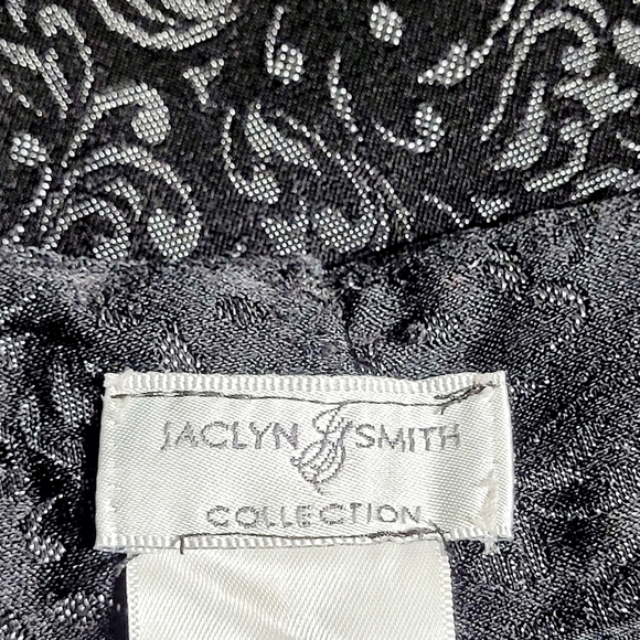 Vintage Jaclyn Smith Black Trousers with Silver Jacquard Print Women's (12) - Picture 4 of 10